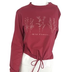 Dirtee Laundry Wild Flowers Maroon Long Sleeve